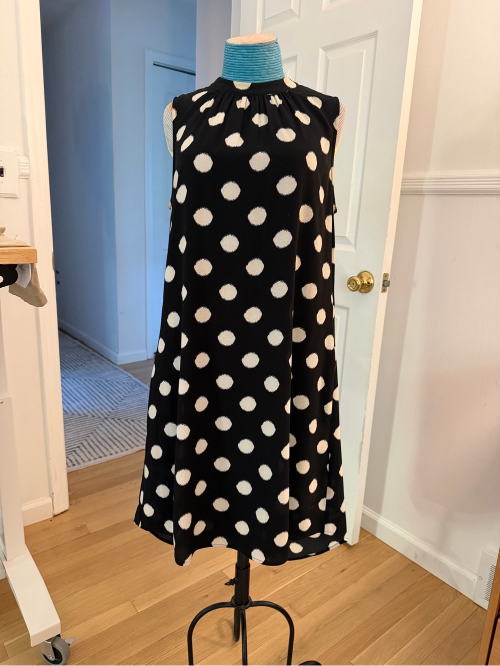 Daniel Rainn Black Midi Dress with White Polka Dots